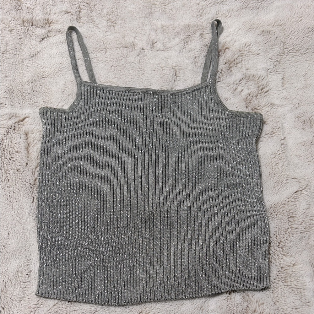 Monteau Silver Ribbed Camisole